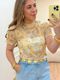 Blusa Tule Floral Amarela