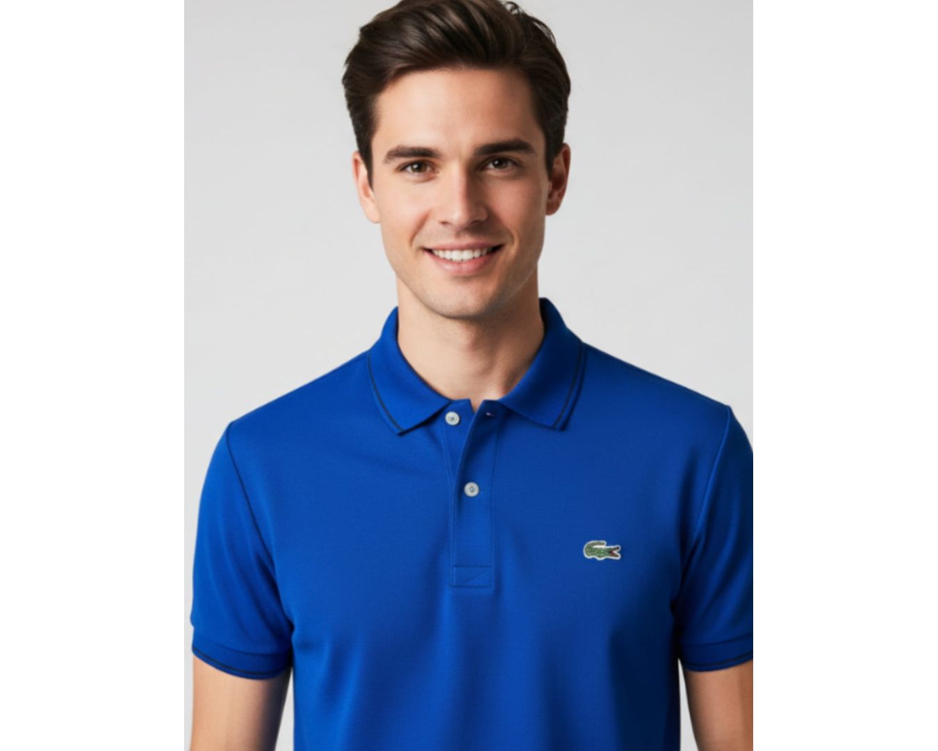 Gola Polo Lacoste Diferenciada Importada - Azul royal detalhe gola