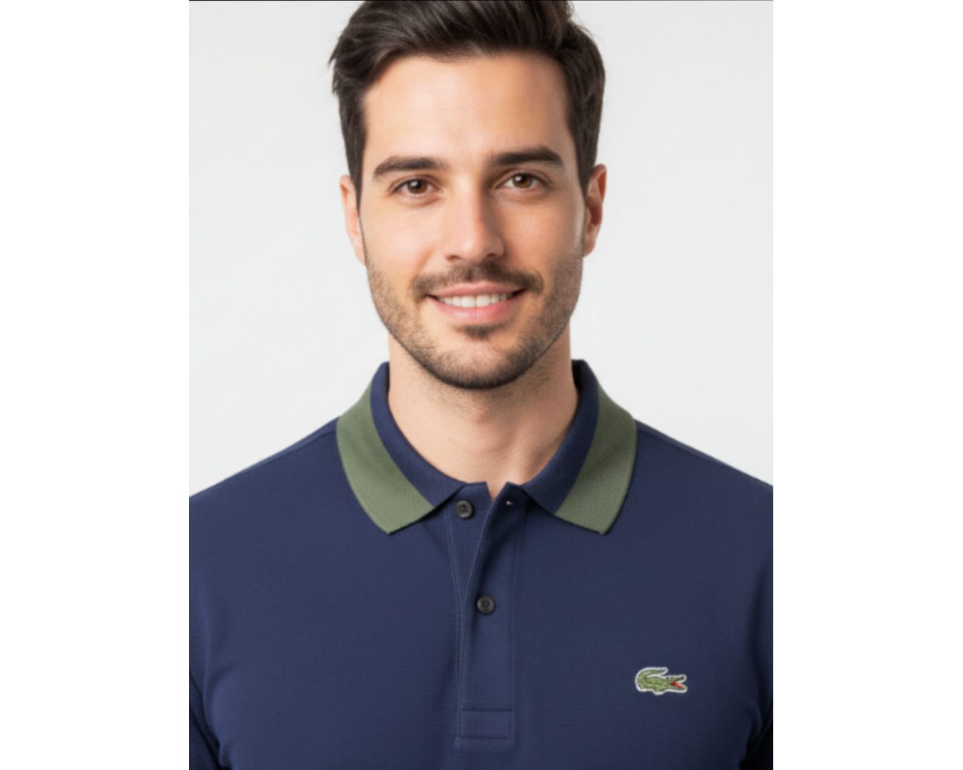 Gola Polo Lacoste Diferenciada Importada - Azul marinho Gola Verde 