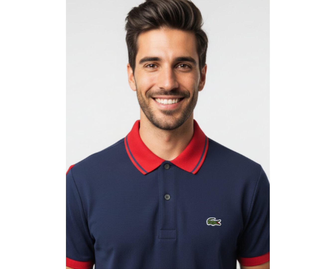 Gola Polo Lacoste Diferenciada Importada - AZUL MARINHO GOLA VERMELHA