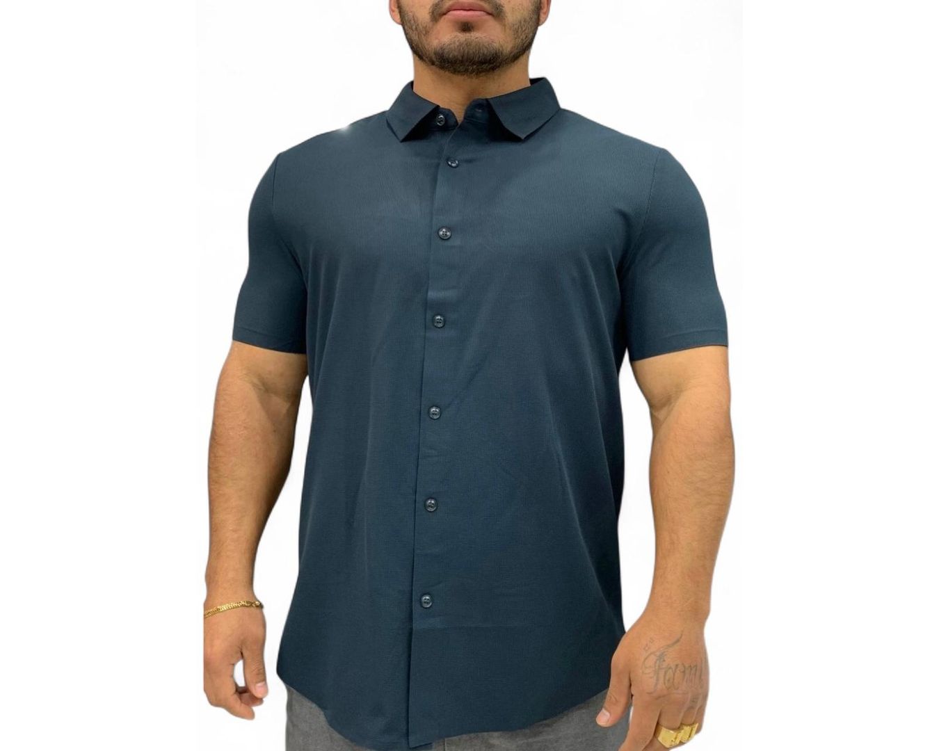 Gola polo poliamida chinês - Marinho