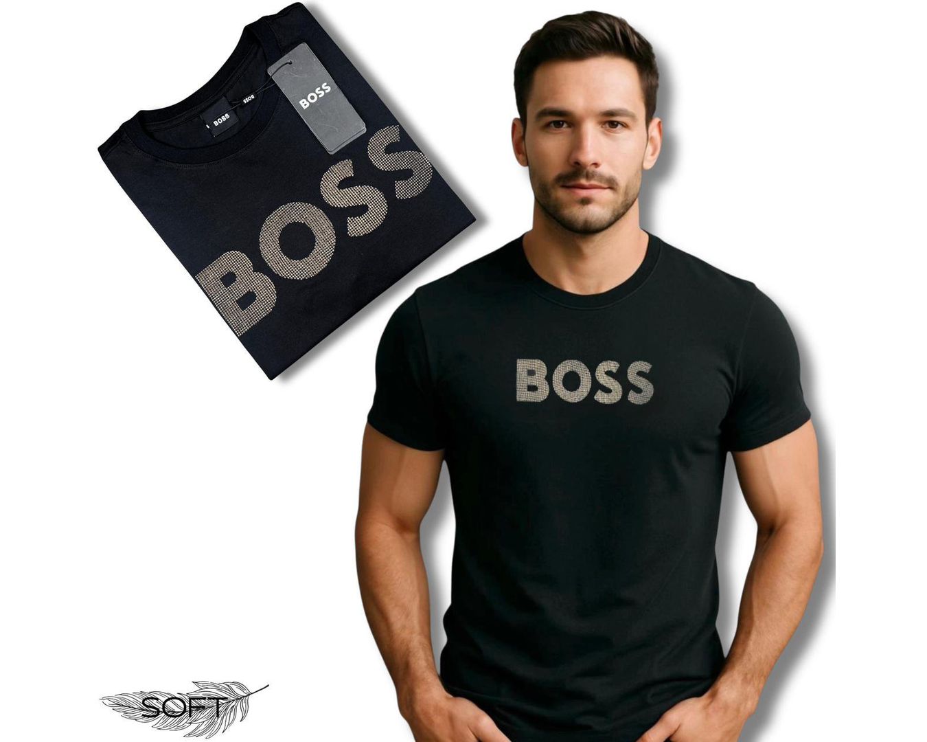 CAMISETA HUGO BOSS NACIONAL - LOGO AMARELA