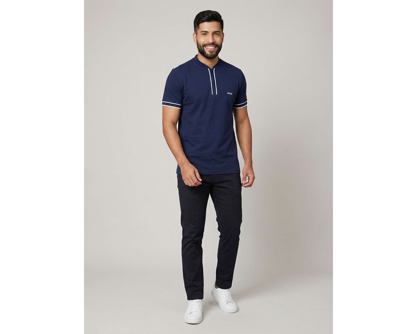 POLO BOSS ZIPER - MARINHO