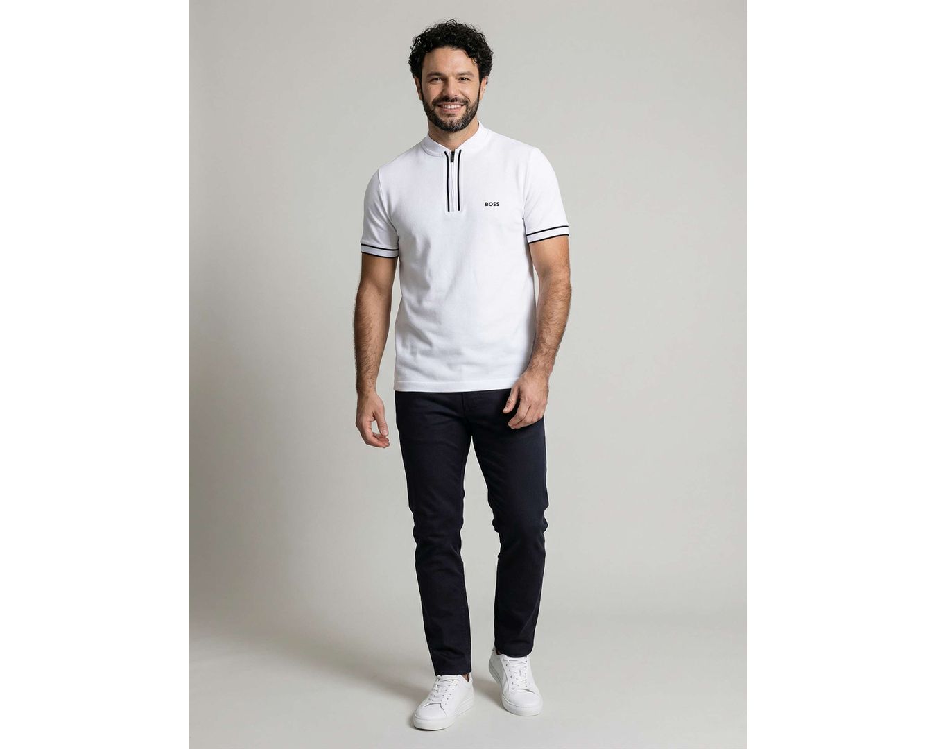 POLO BOSS ZIPER - BRANCO