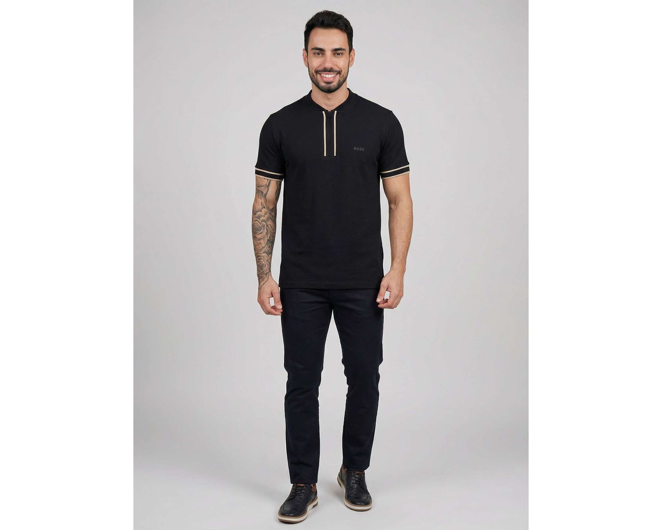 POLO BOSS ZIPER - PRETO