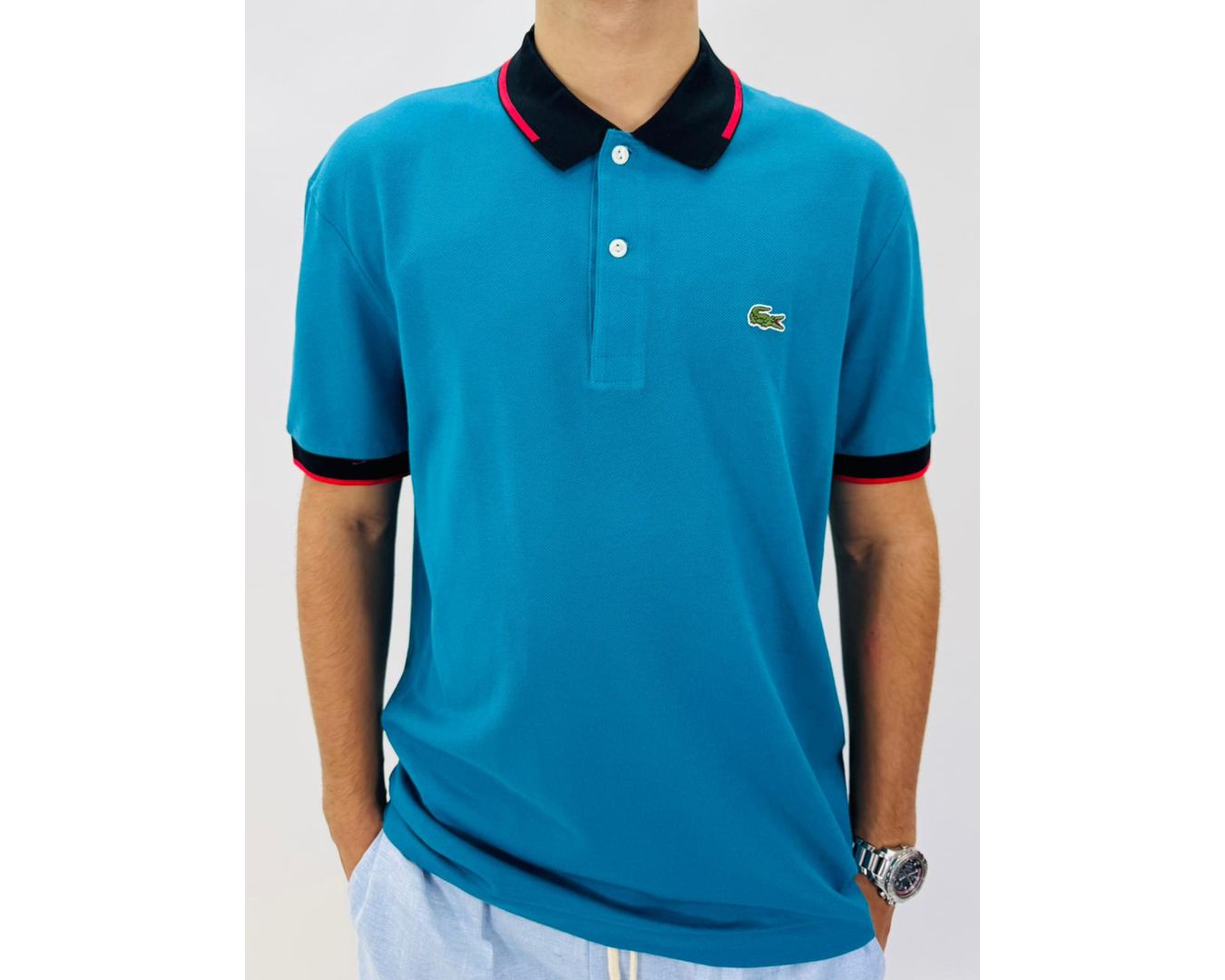 Gola Polo Lacoste Diferenciada Importada - Azul 