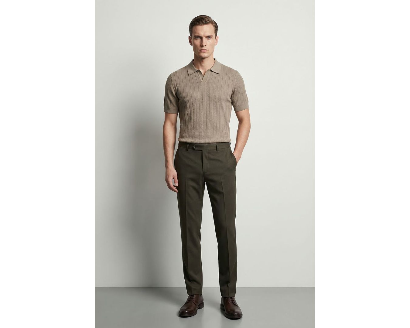 GOLA POLO TRICÔ MARTINE LORENZO - MARROM CLARO