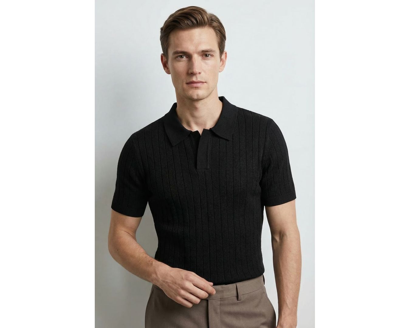 GOLA POLO TRICÔ MARTINE LORENZO - PRETO