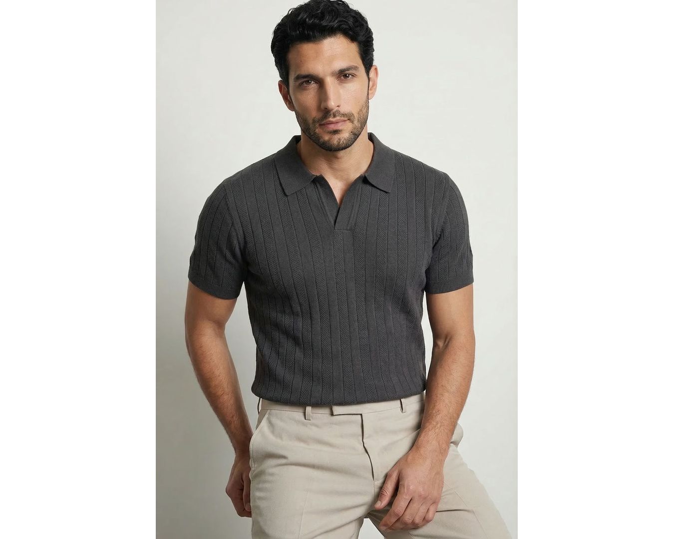 GOLA POLO TRICÔ MARTINE LORENZO - CINZA ESCURO