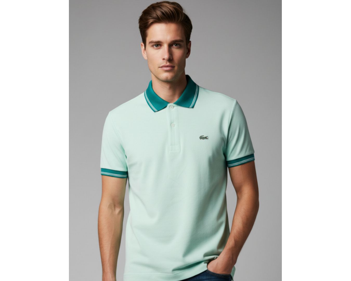 Gola Polo Lacoste Diferenciada Importada - Verde claro 