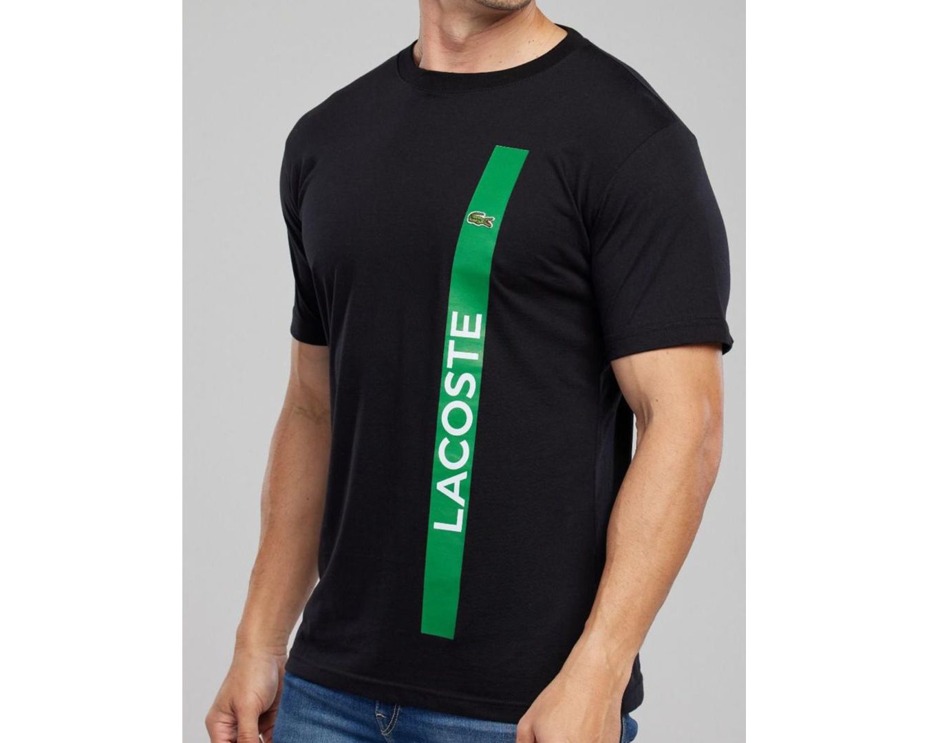 Camiseta Lacoste Preta com Verde Diferenciada