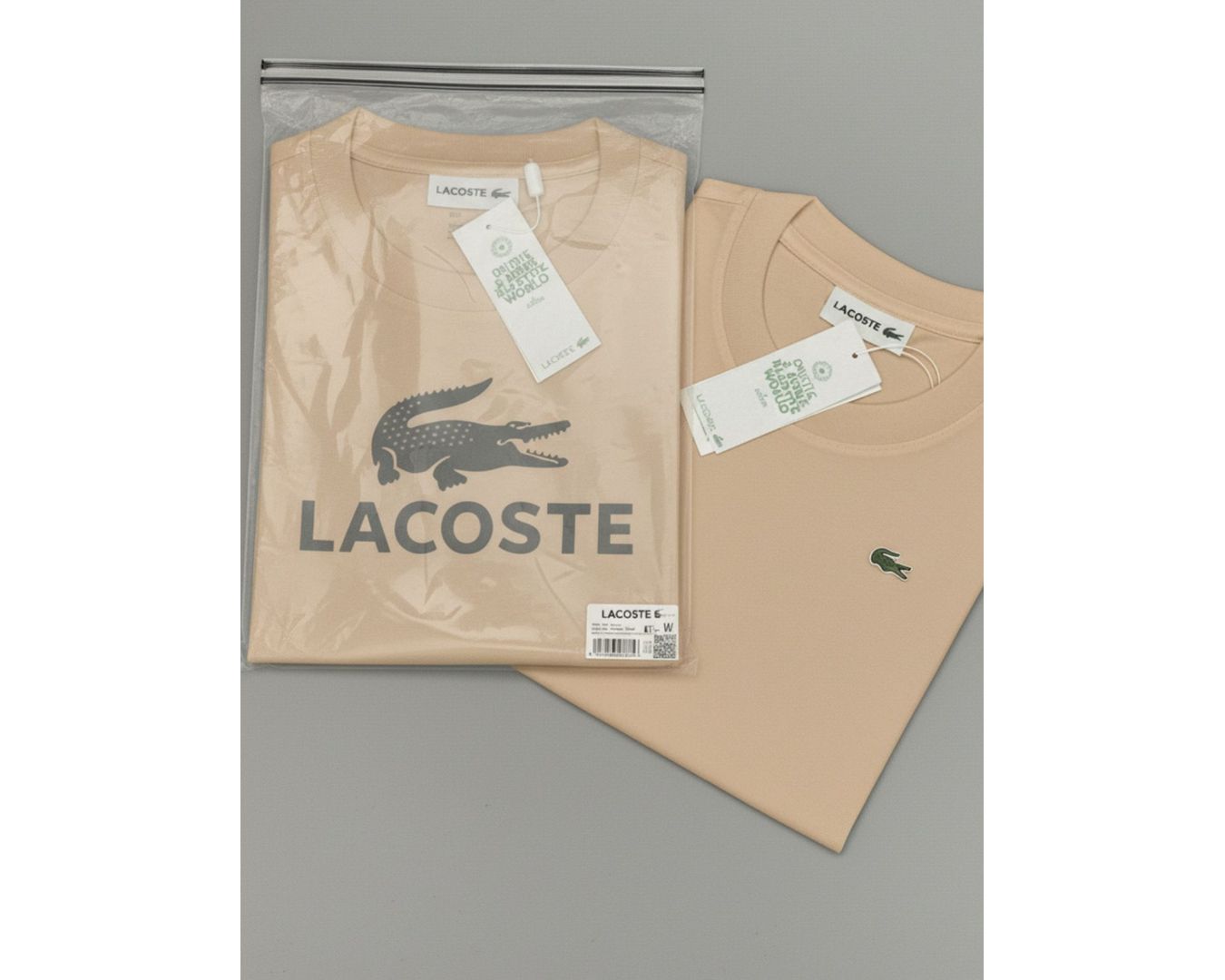 Camiseta Lacoste Bege Com Bag - Egípcia 