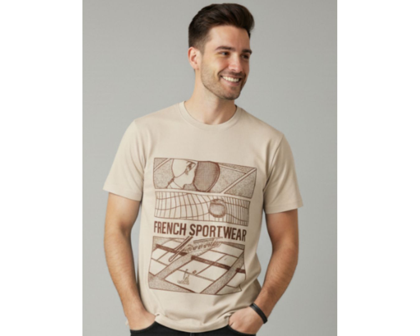 Camiseta Lacoste Estampada - Bege