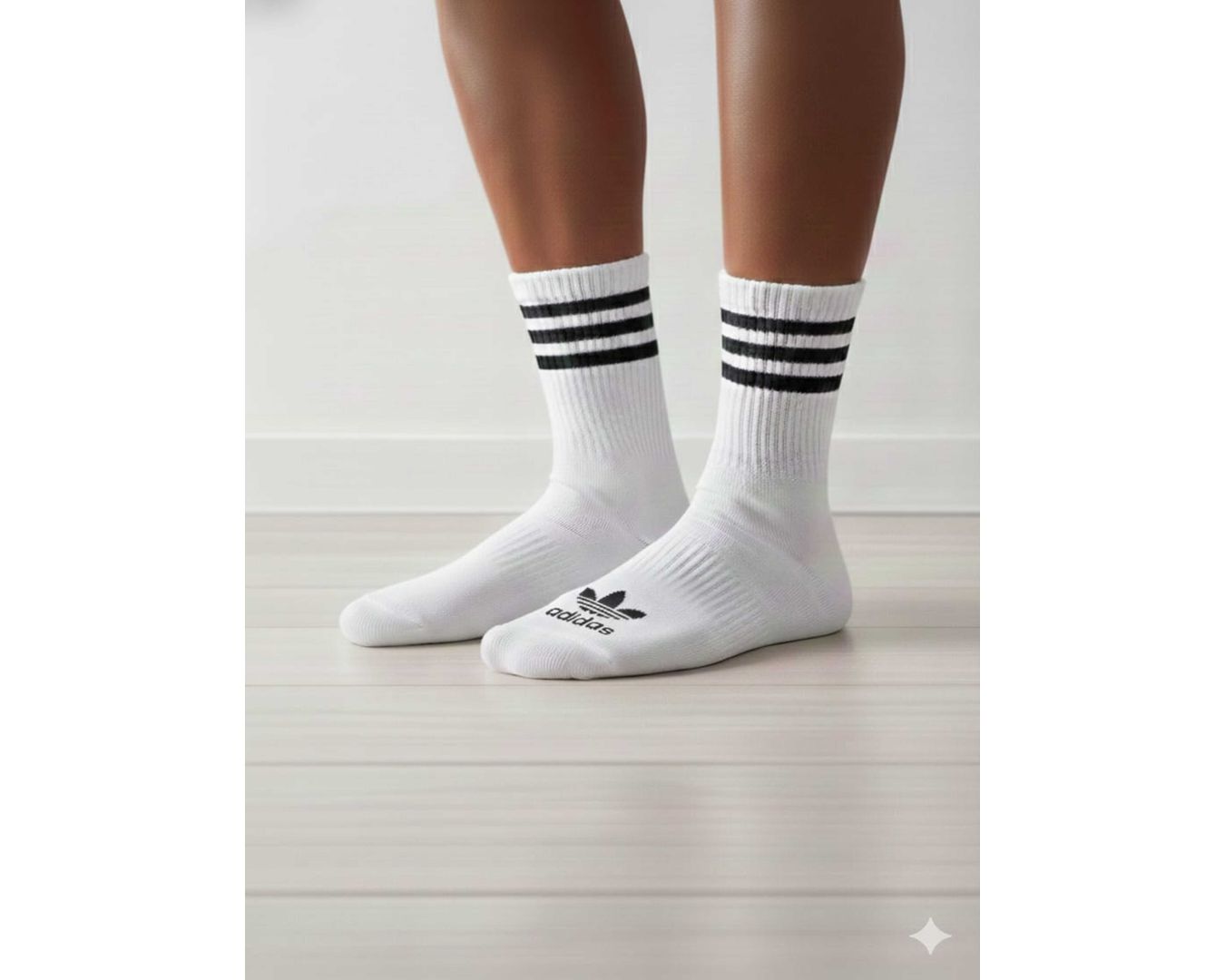 MEIA ADIDAS CANO LONGO - BRANCO COM PRETO