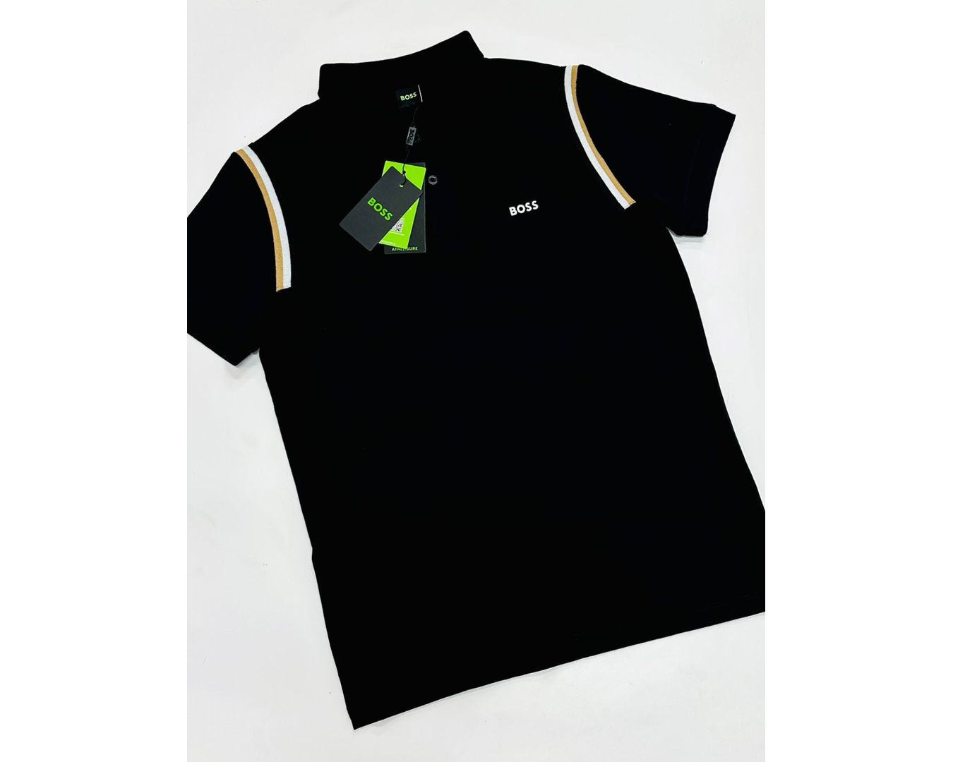 GOLA POLO BOSS DIFERENCIADA NA MANGA - PRETA
