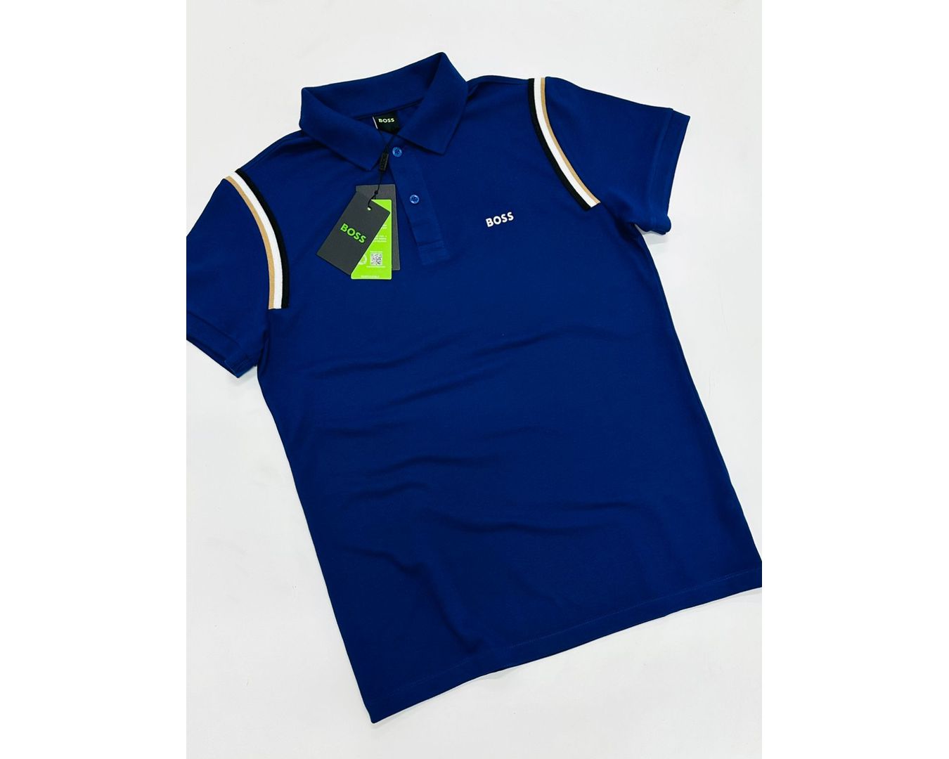GOLA POLO BOSS DIFERENCIADA NA MANGA - AZUL ROYAL