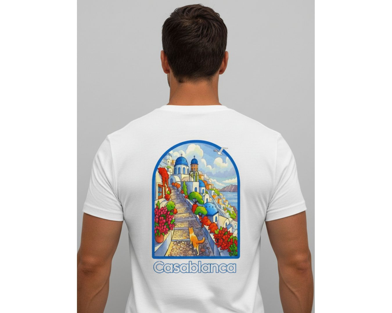 Camiseta Casa Blanca - Branca Com Gatinho - Chinesa 