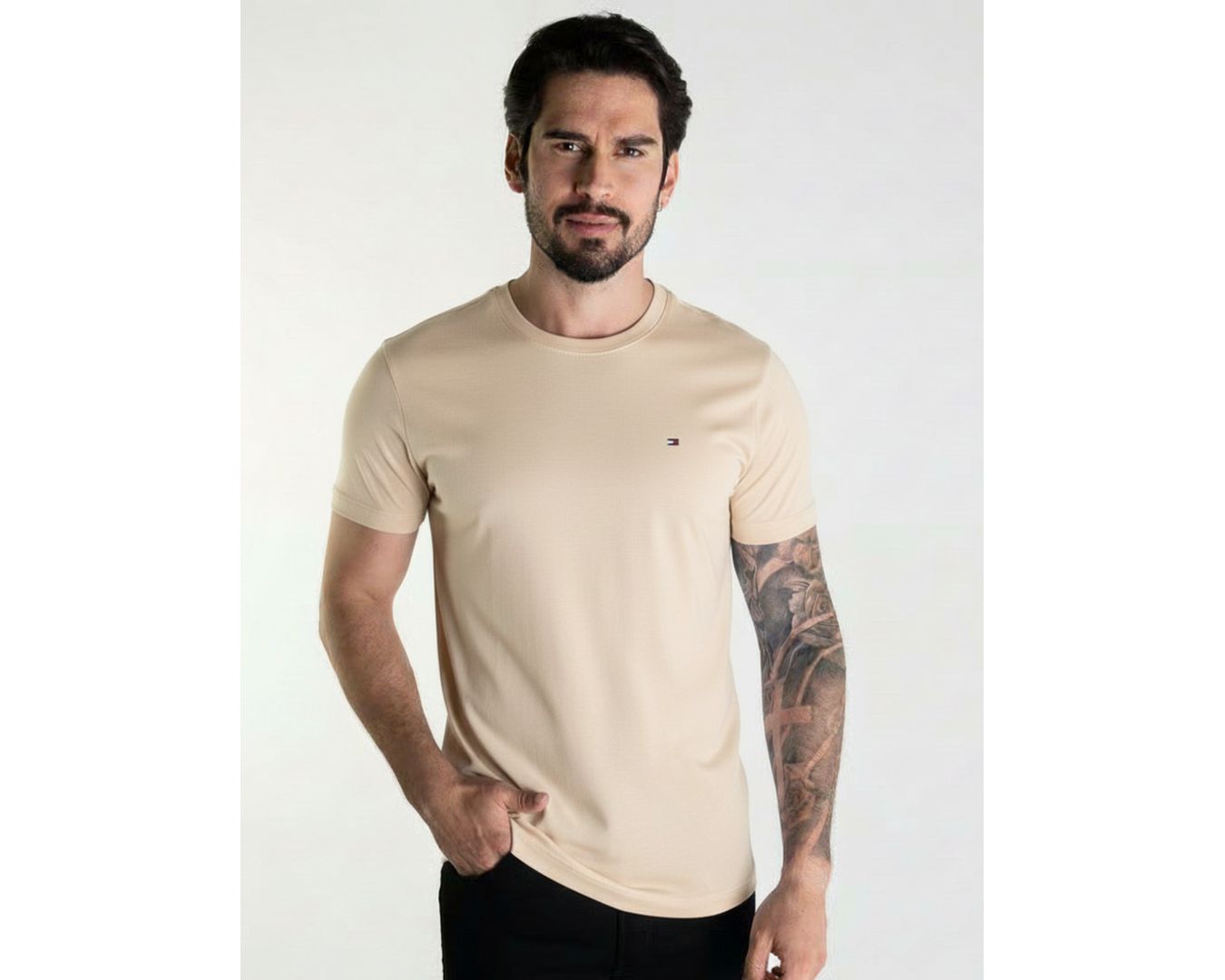 Camiseta Tommy Hilfiger Com Bag - Bege