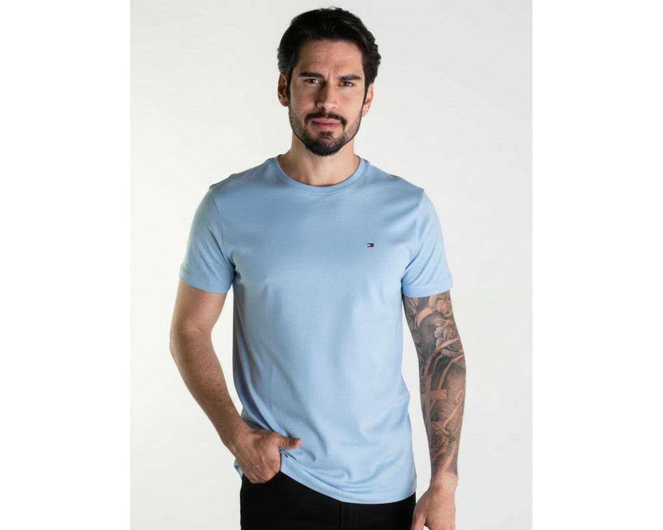 Camiseta Tommy Hilfiger Com Bag - Azul Claro