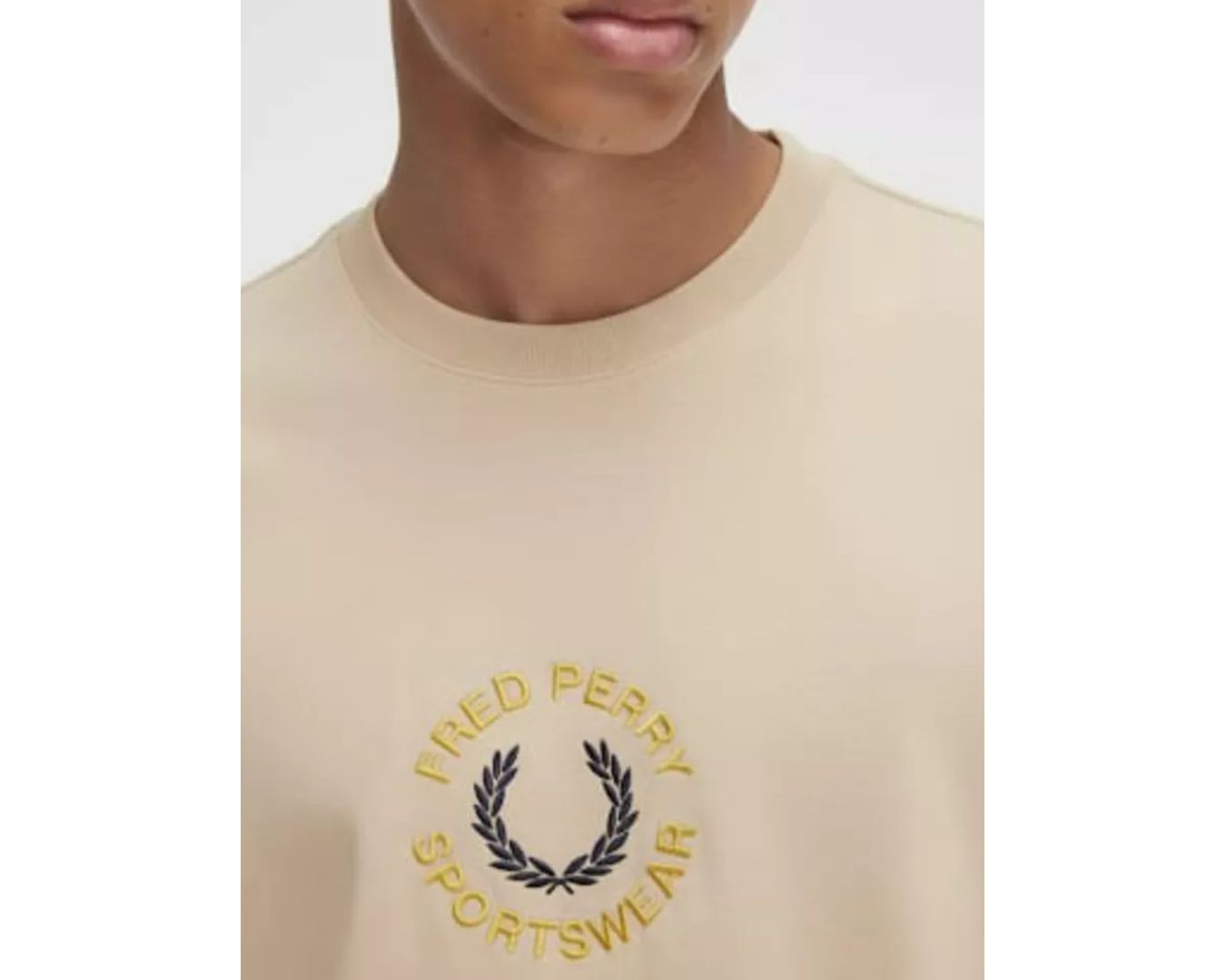 Camiseta Fred Perry - bege - Bordada - Egípcia