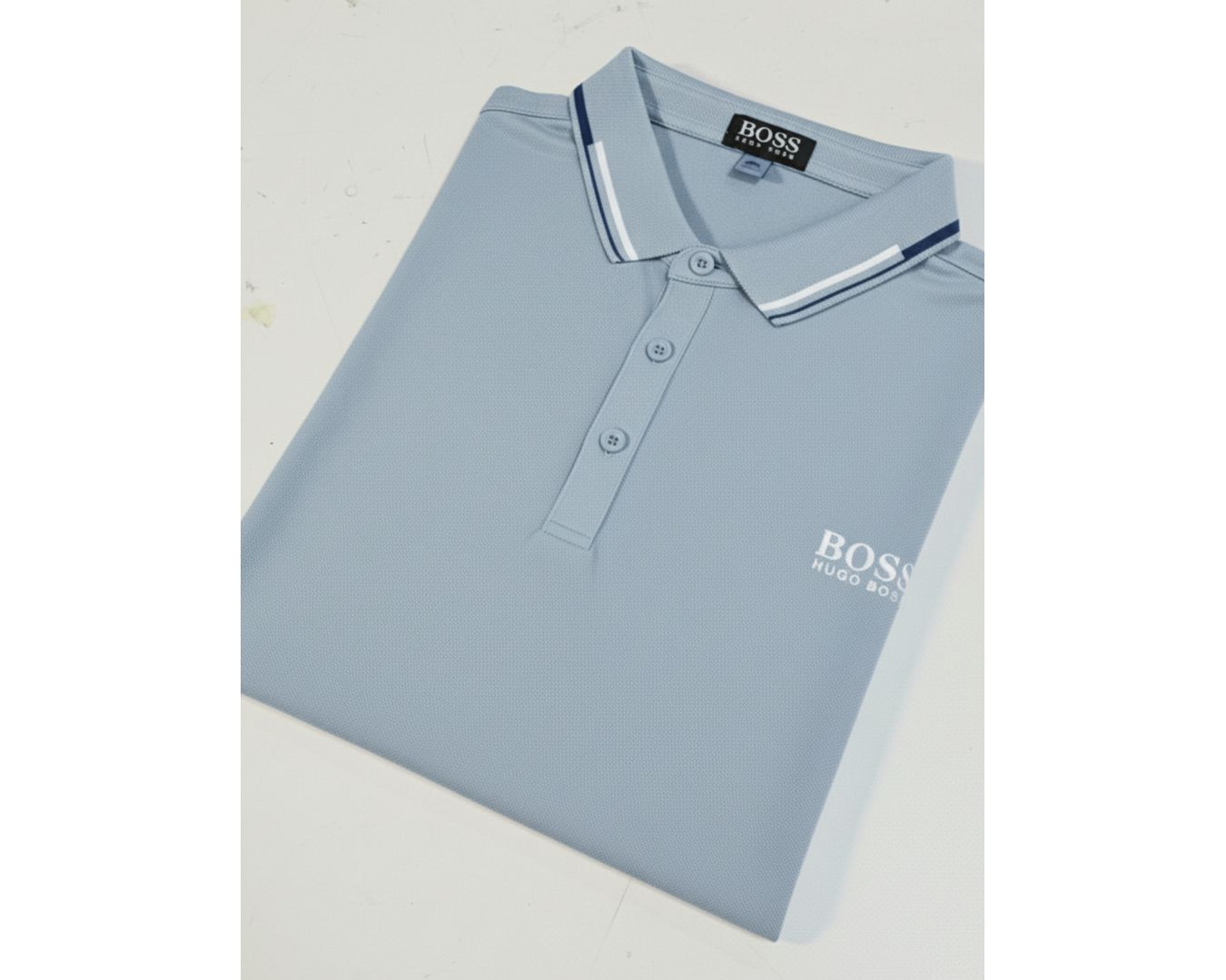Gola polo poliamida chinês Hugo Boss - Azul Acizentado