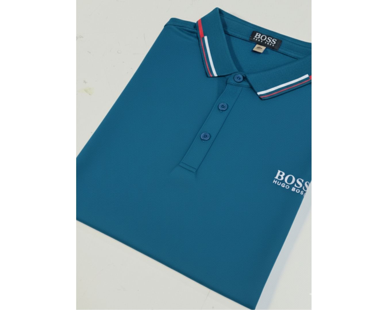 Gola polo poliamida chinês Hugo Boss - Azul Celeste