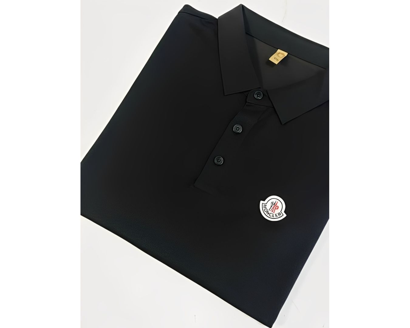 Gola polo poliamida chinês Moncler - Preta