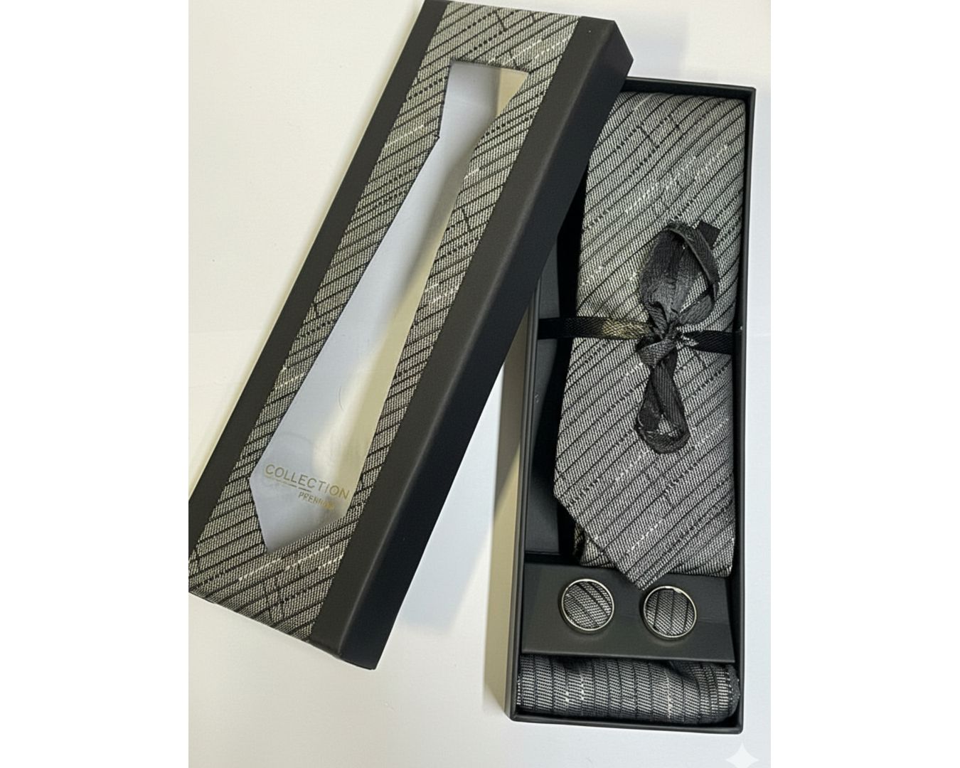 Caixa com Gravata - Cinza 