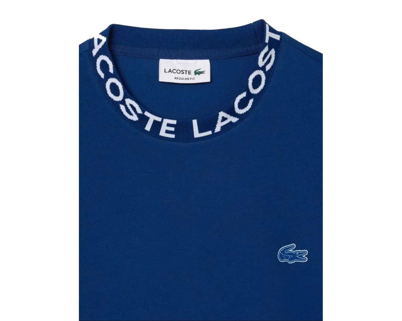 Camiseta Lacoste Gola Diferenciada - Azul - Egípcia