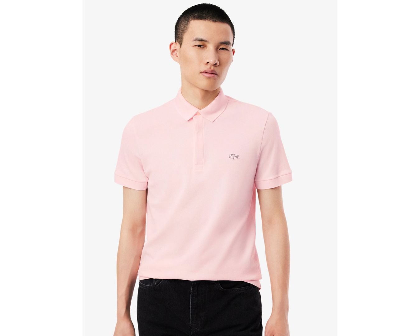 Polo Regular Fit em Piqué Stretch Importada - Rosa Claro
