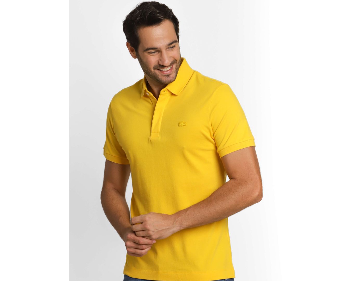 Polo Regular Fit Paris em Piqué Stretch Importada - AMARELA