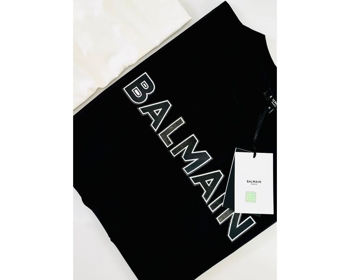 CAMISETA BALMAIN ESCRITA EMBORRACHADA MALHA CHINESA 