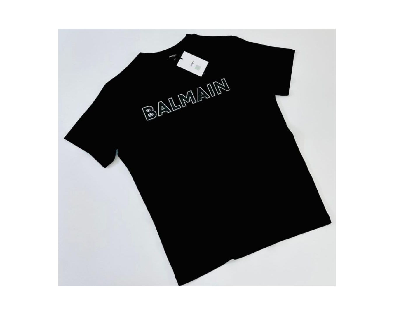 CAMISETA BALMAIN ESCRITA EMBORRACHADA MALHA CHINESA 