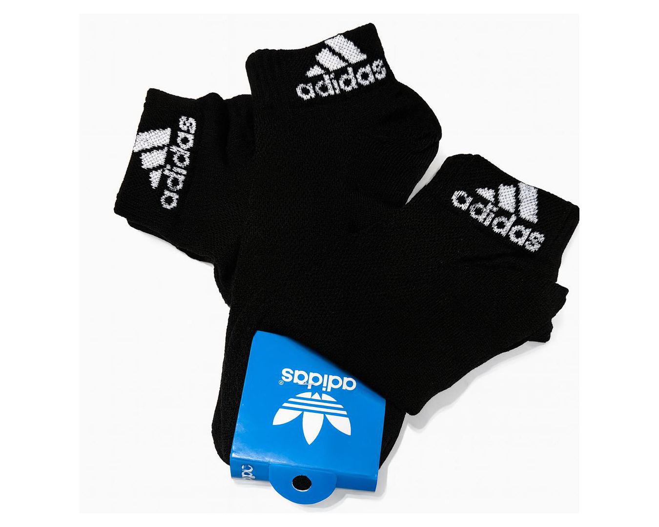 KIT 3 MEIAS ADIDAS MASCULINAS CANO CURTO - PRETA