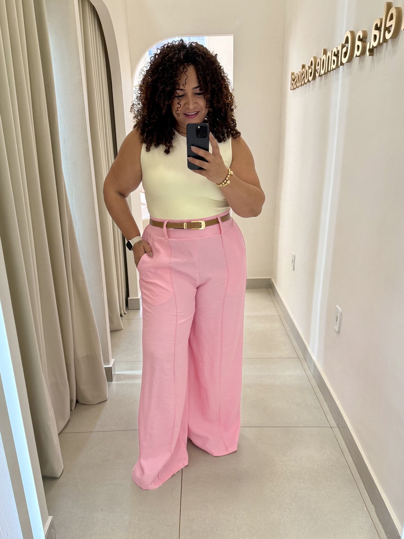 CALÇA PANTALONA FLÁVIA - ROSA - Di Miranda Curvy
