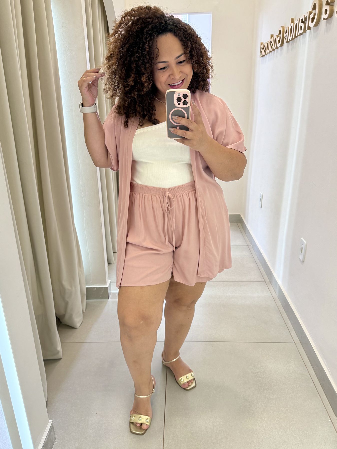 CONJUNTO KIMONO COM SHORT - ROSA - Di Miranda Curvy