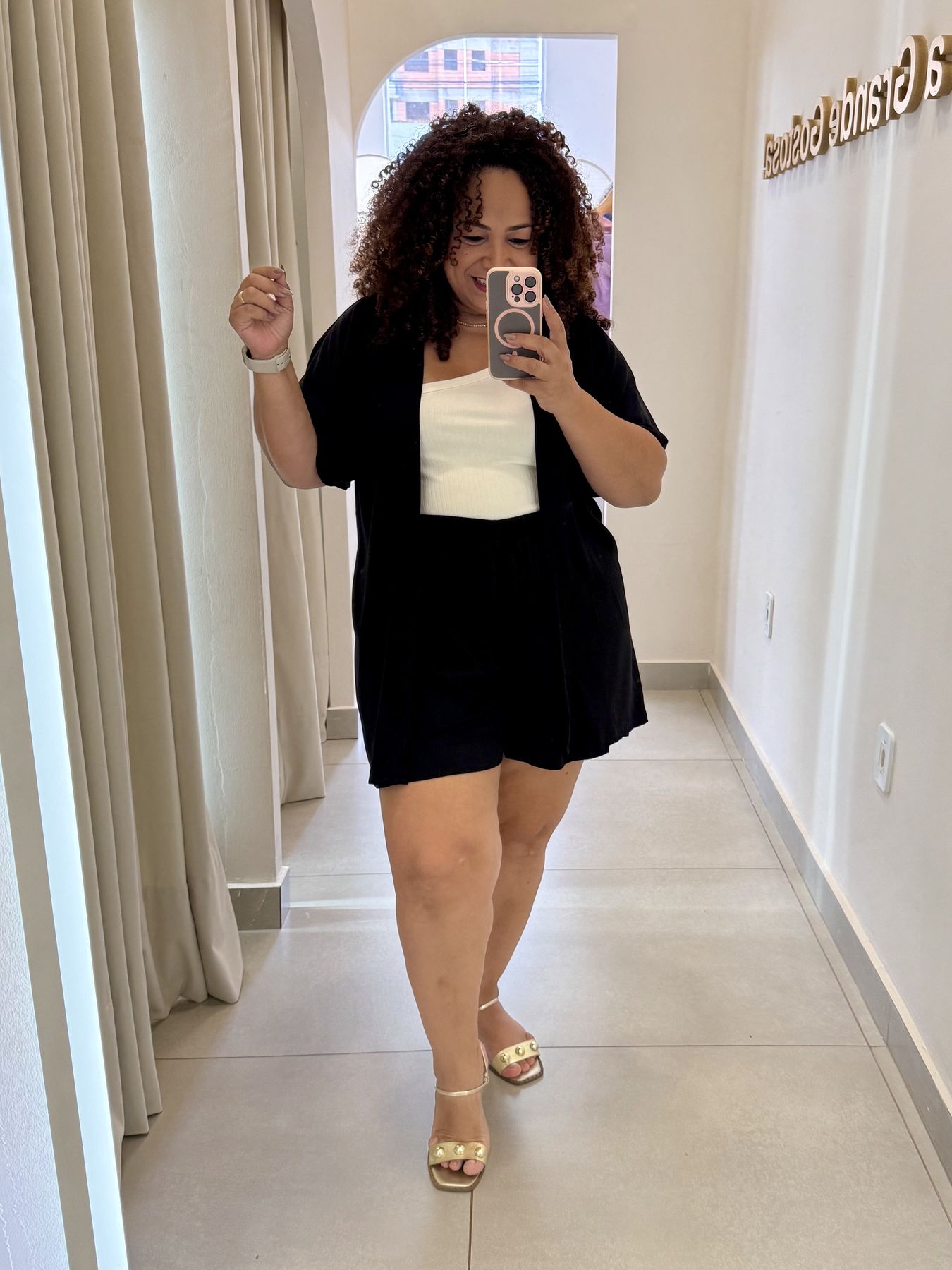 CONJUNTO KIMONO COM SHORT - PRETO - Di Miranda Curvy