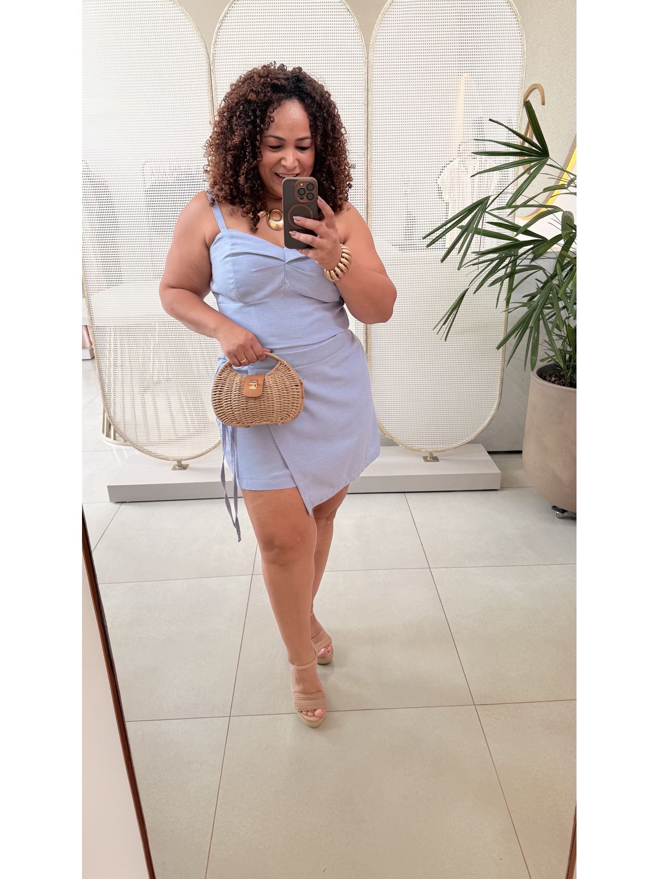 CONJUNTO TOP E SAIA SHORT AZUL - DIVAS VOGA - Di Miranda Curvy