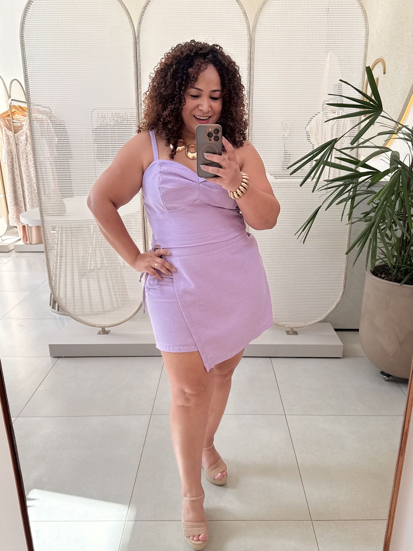 CONJUNTO TOP E SAIA SHORT LAVANDA - DIVAS VOGA - Di Miranda Curvy