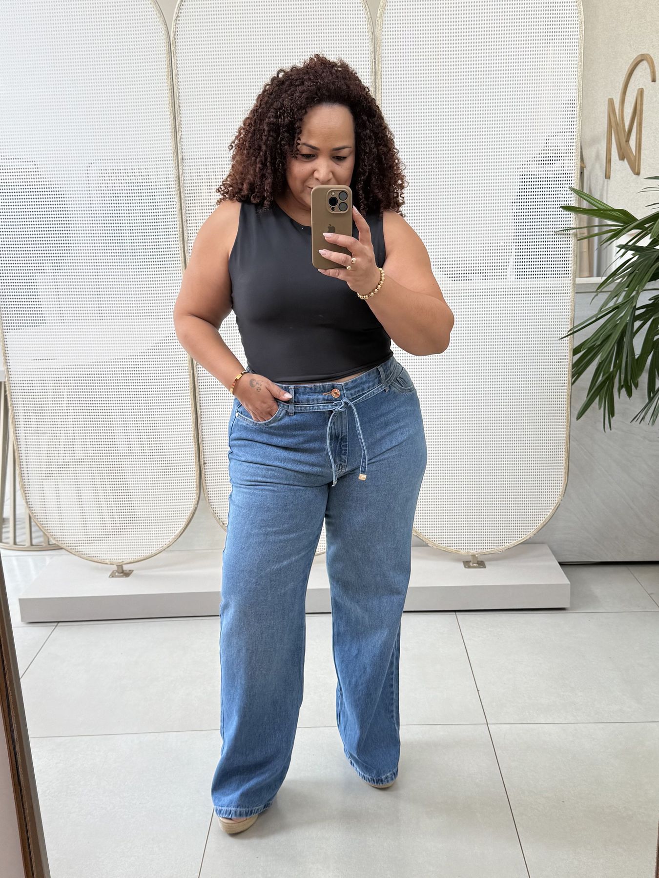 CALÇA WIDE LEG RETA - IZUZ JEANS - Di Miranda Curvy