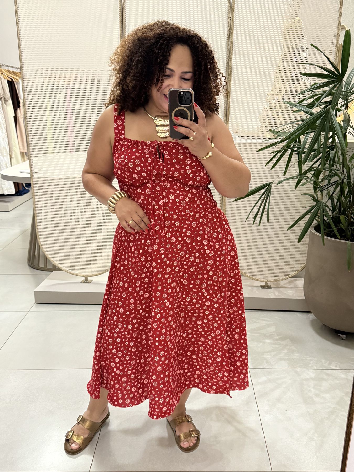 VESTIDO FABI - FLORAL VERMELHO - Di Miranda Curvy