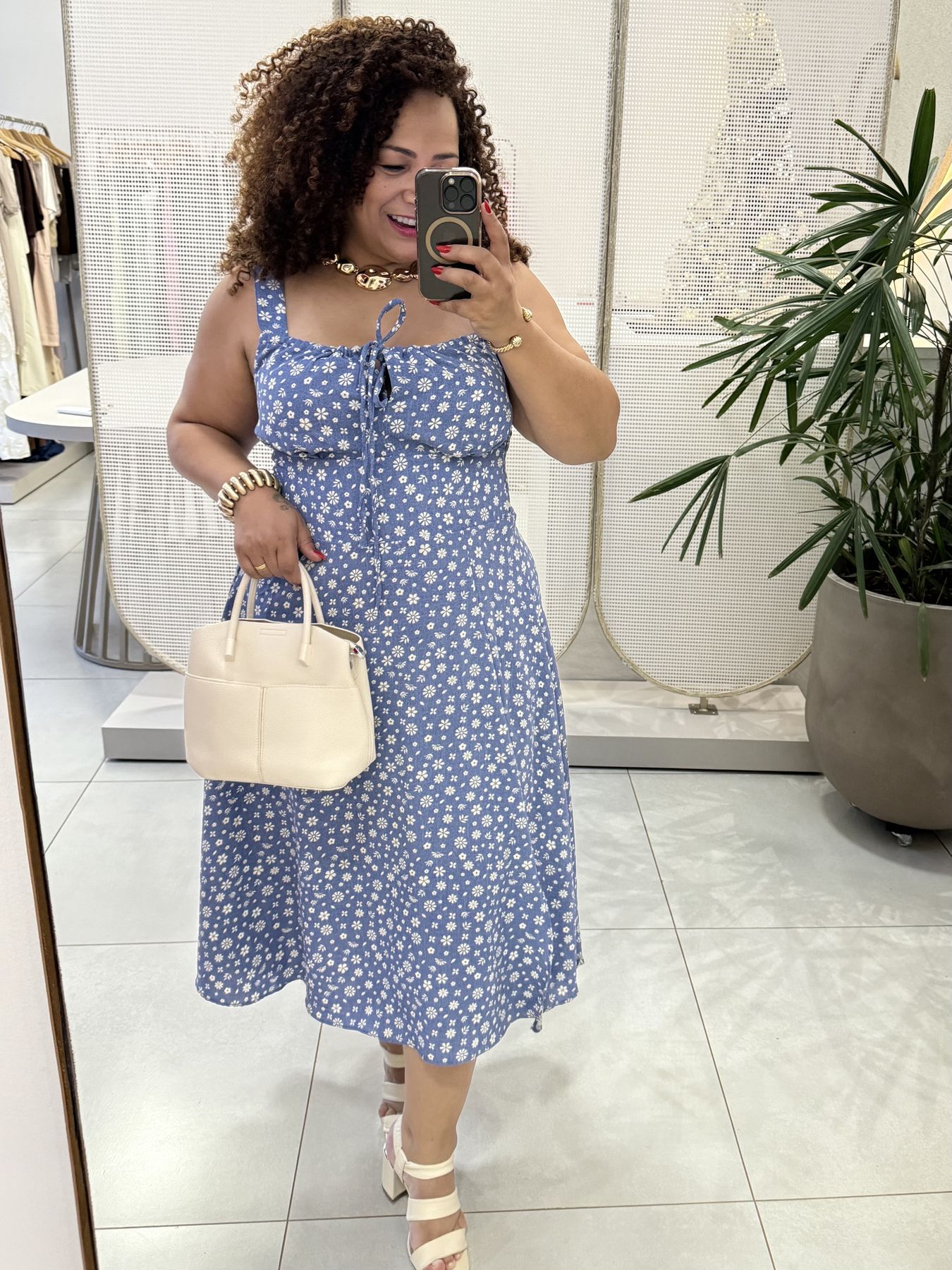 VESTIDO FABI - FLORAL AZUL - Di Miranda Curvy