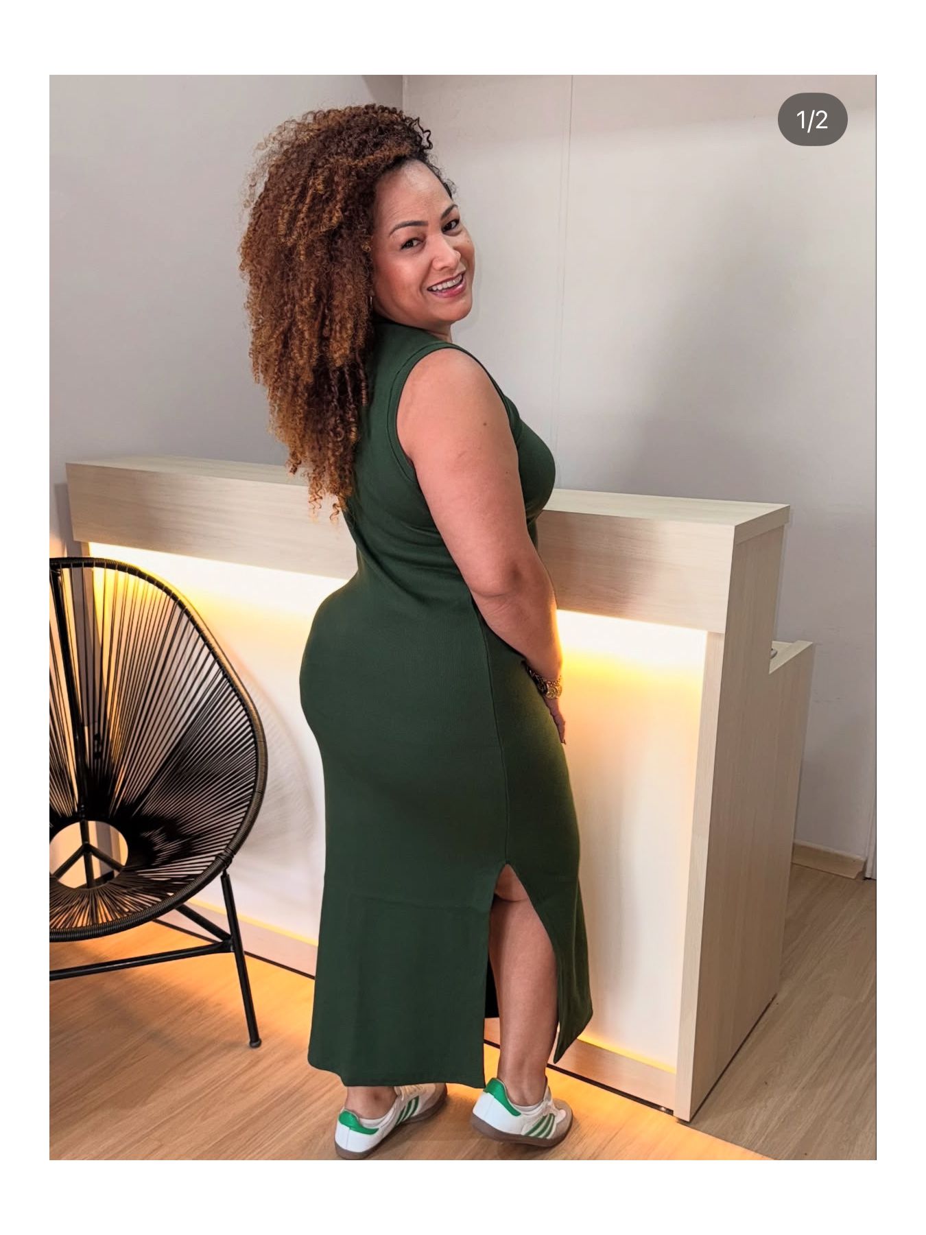 VESTIDO SOFIA REGATA - VERDE OLIVA - Di Miranda Curvy