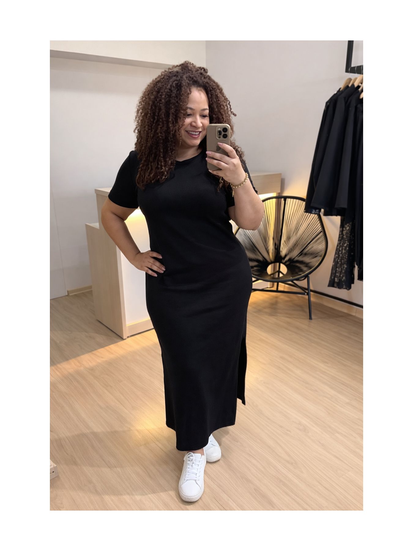 VESTIDO SOFIA MANGA - PRETO - Di Miranda Curvy
