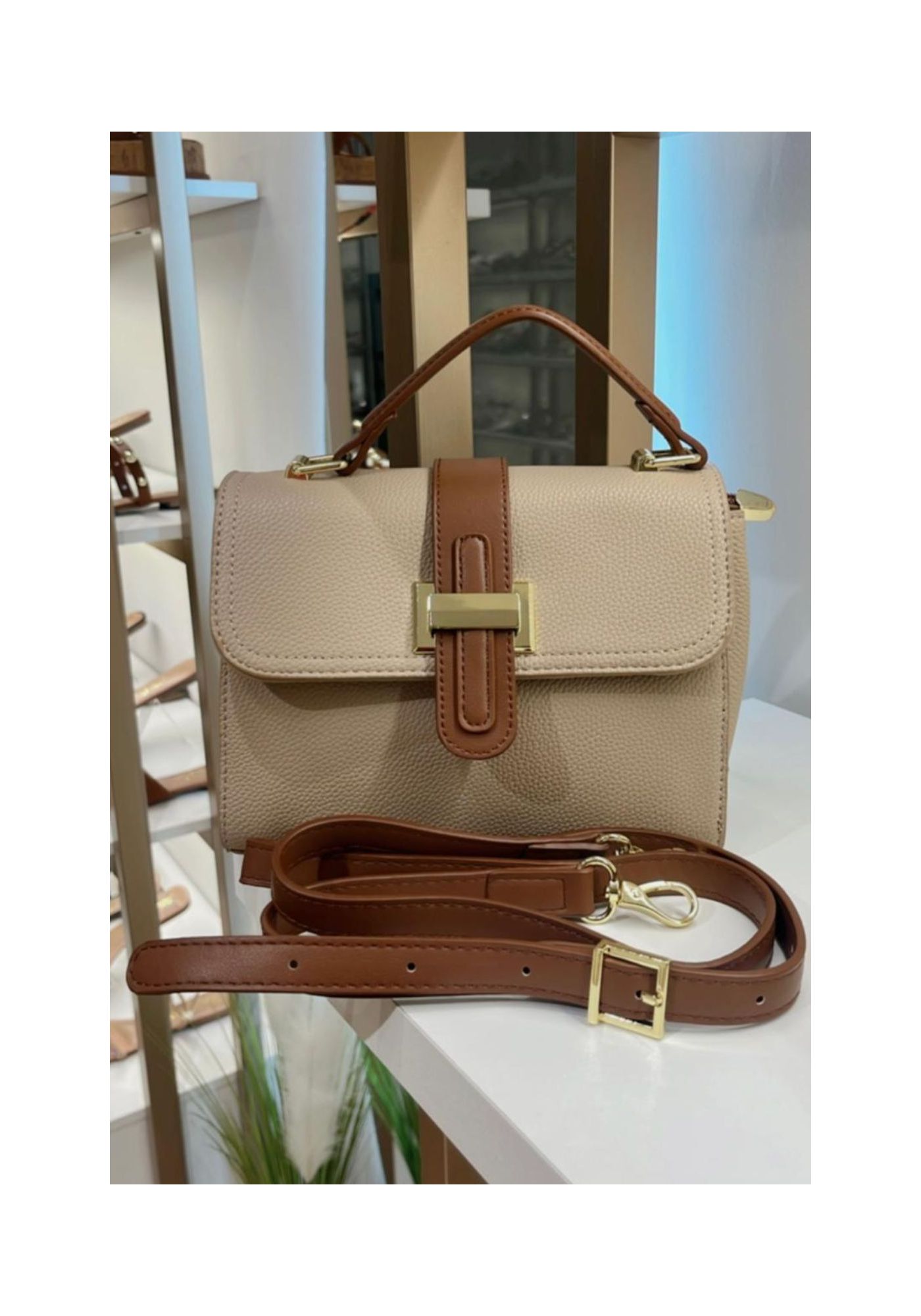 Bolsa Liz Bege/Marrom - PEGADA DA ONÇA 