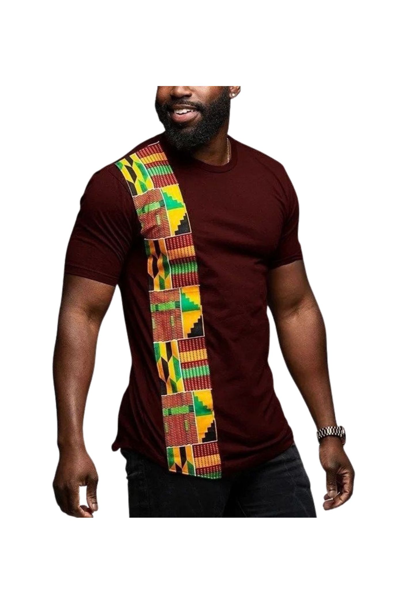 Camiseta Afro Masculina Barra Grená