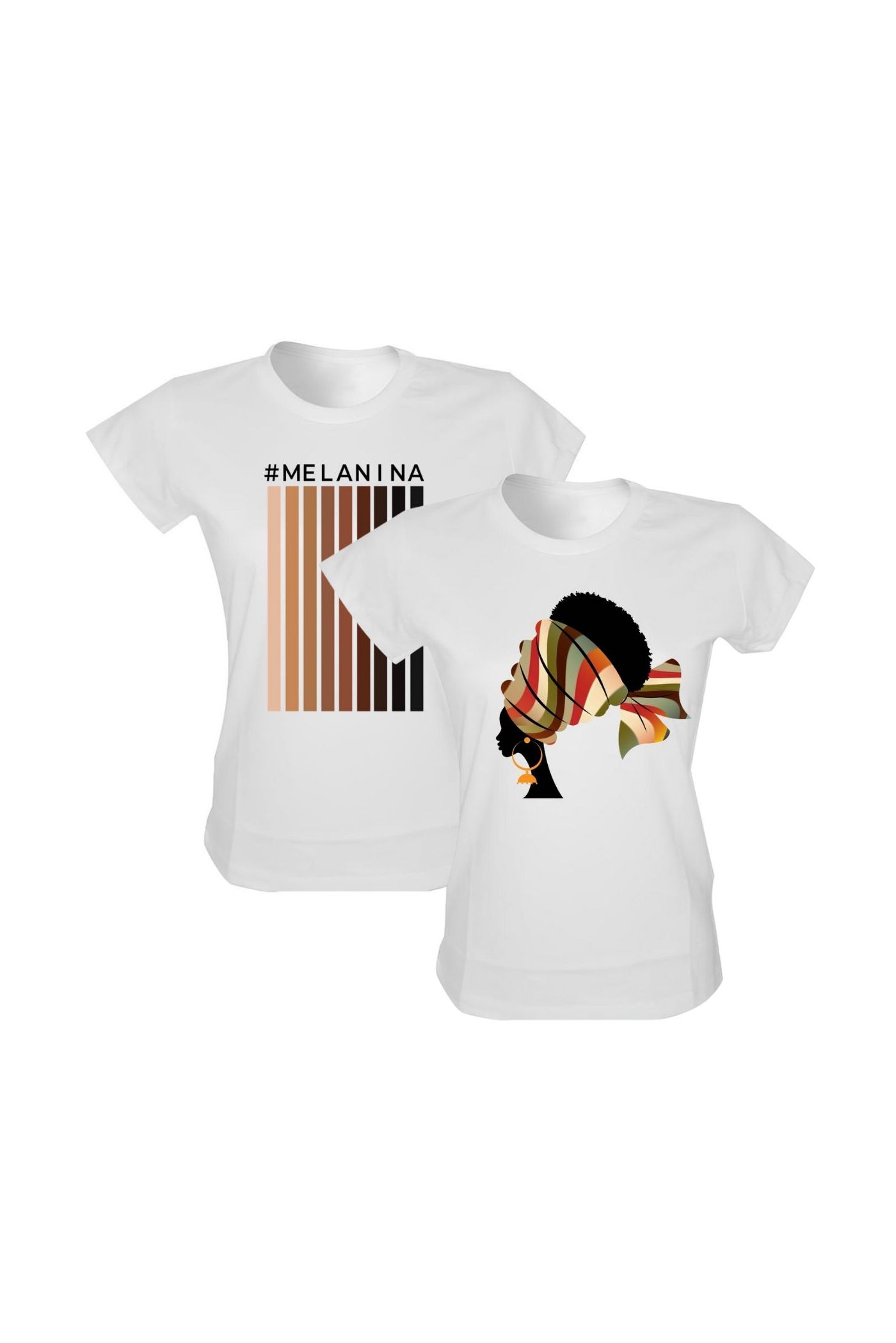 Kit 2 Camisetas Melanina e Rainha Turbante 