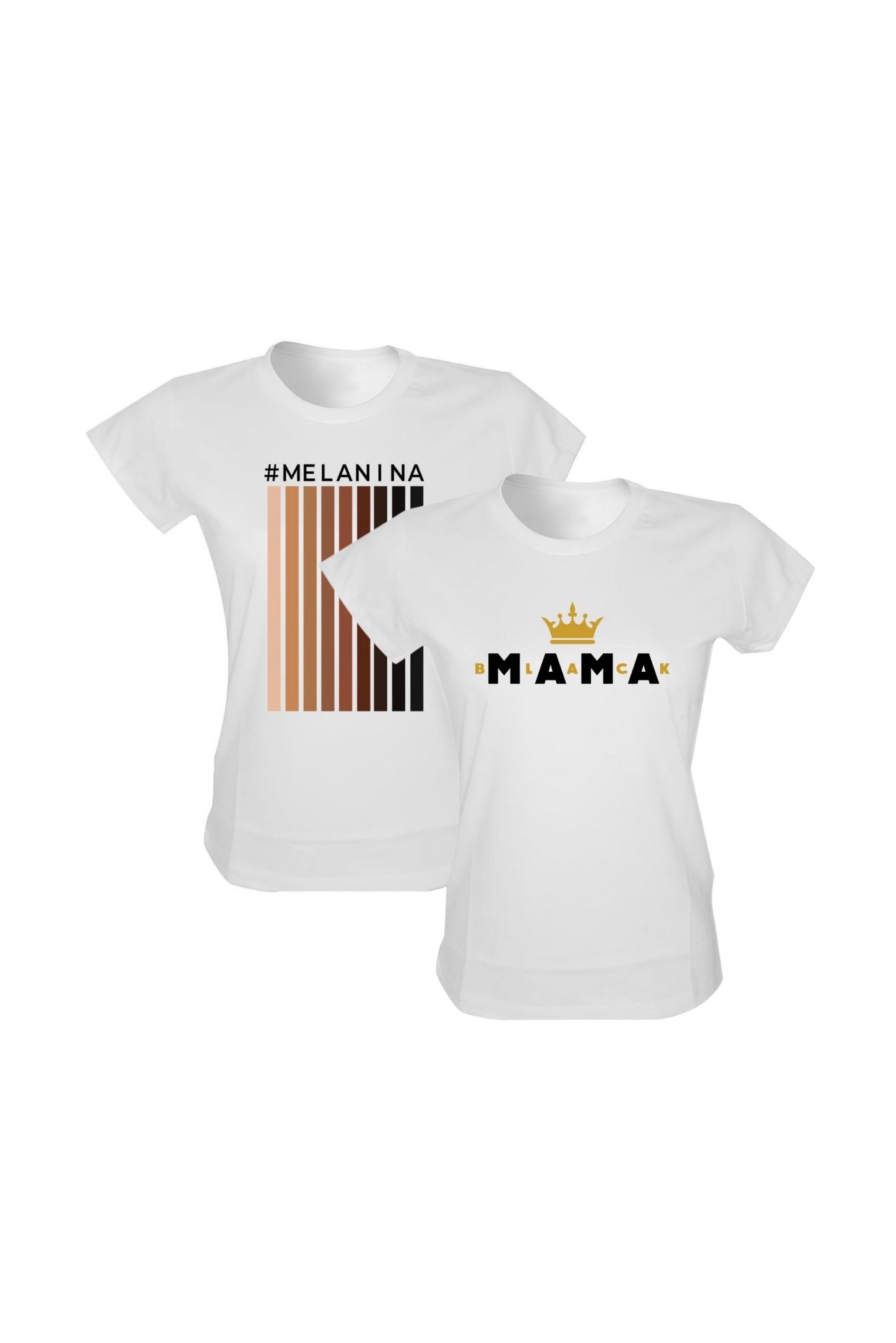Kit 2 Camisetas Melanina e Rainha Mama Black
