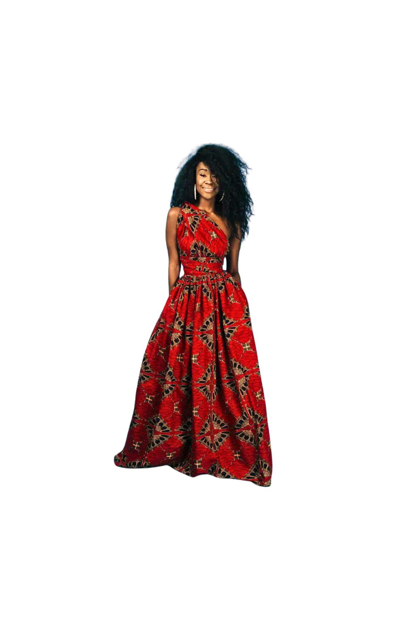 Vestido Africano Ankara Dashiki Vermelho Mandala