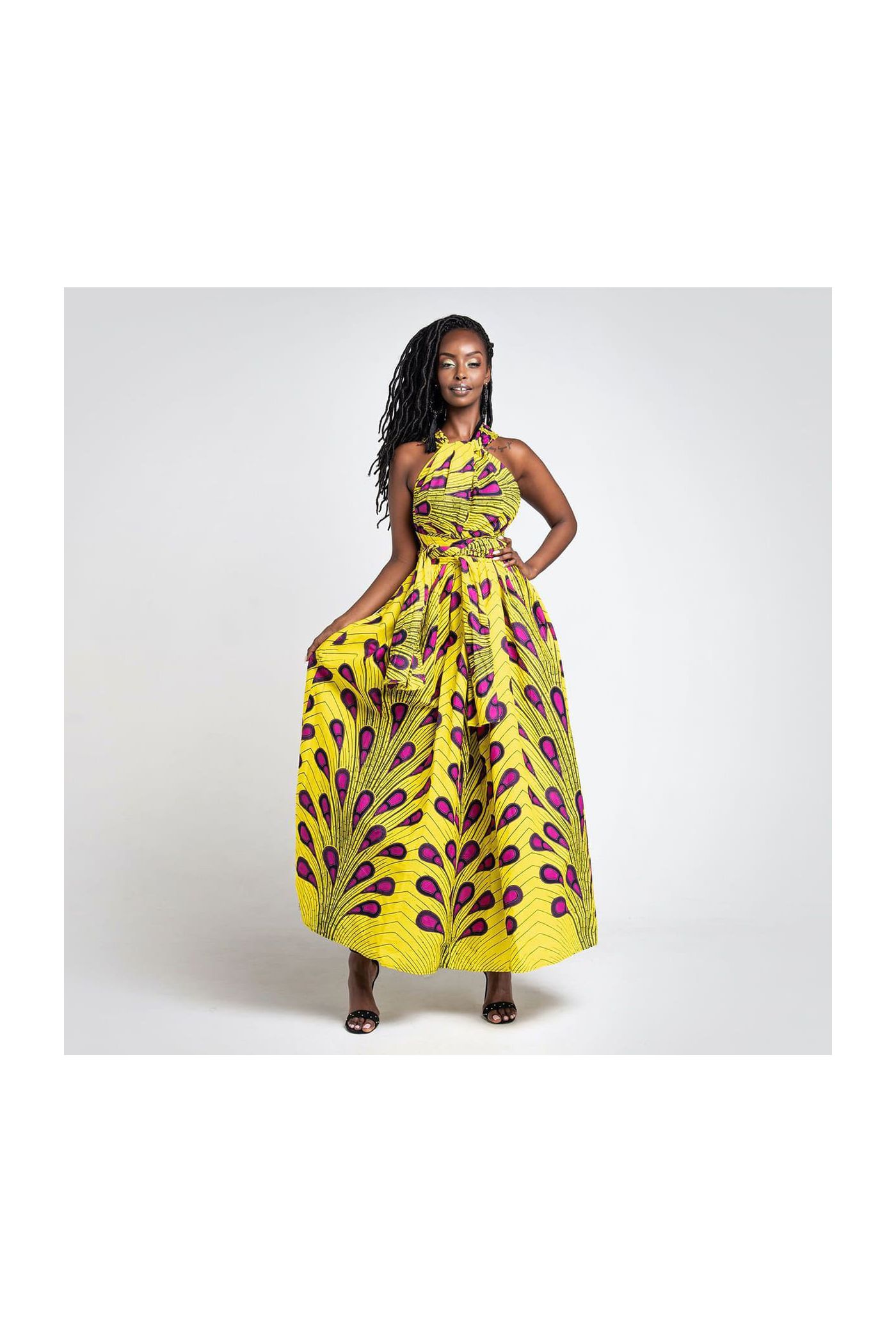Vestido Longo Africano Ankara Amarelo